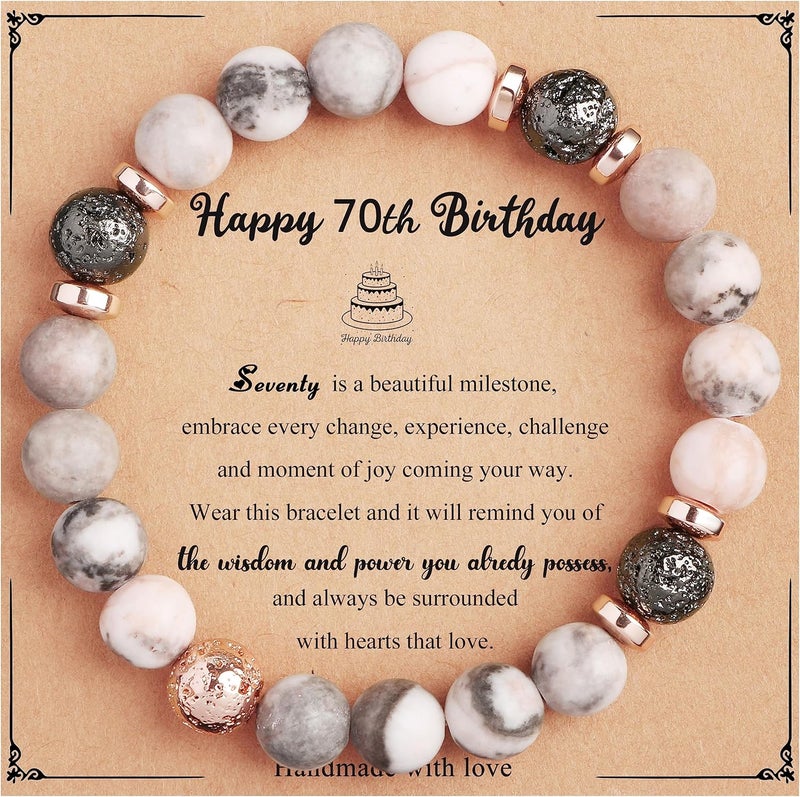 Yiyang 13th 16th 18th 21st 25th 30th 35th 40th 45th 50th 60th 65th 70th 75th 80th Birthday Gifts for Women, Natural Stone Bracelet Birthday Gifts for Women Mom Daughter Grandma Sister Coworker - Image 1